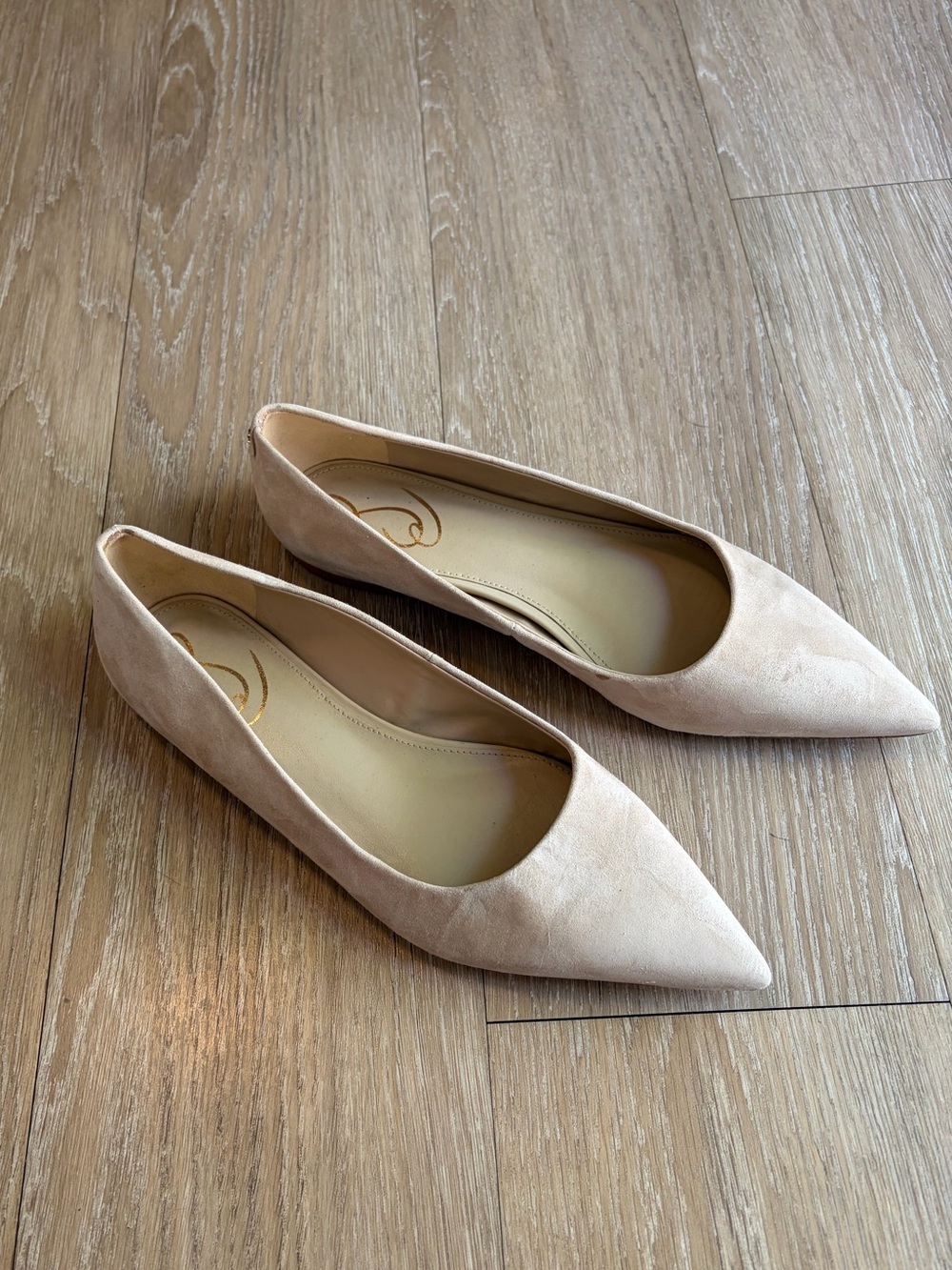 Sam Edelman Suede Pointed-Toe Flats in Beige - Picture 4 of 10